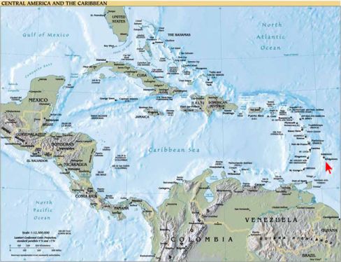 barbados caribbean map